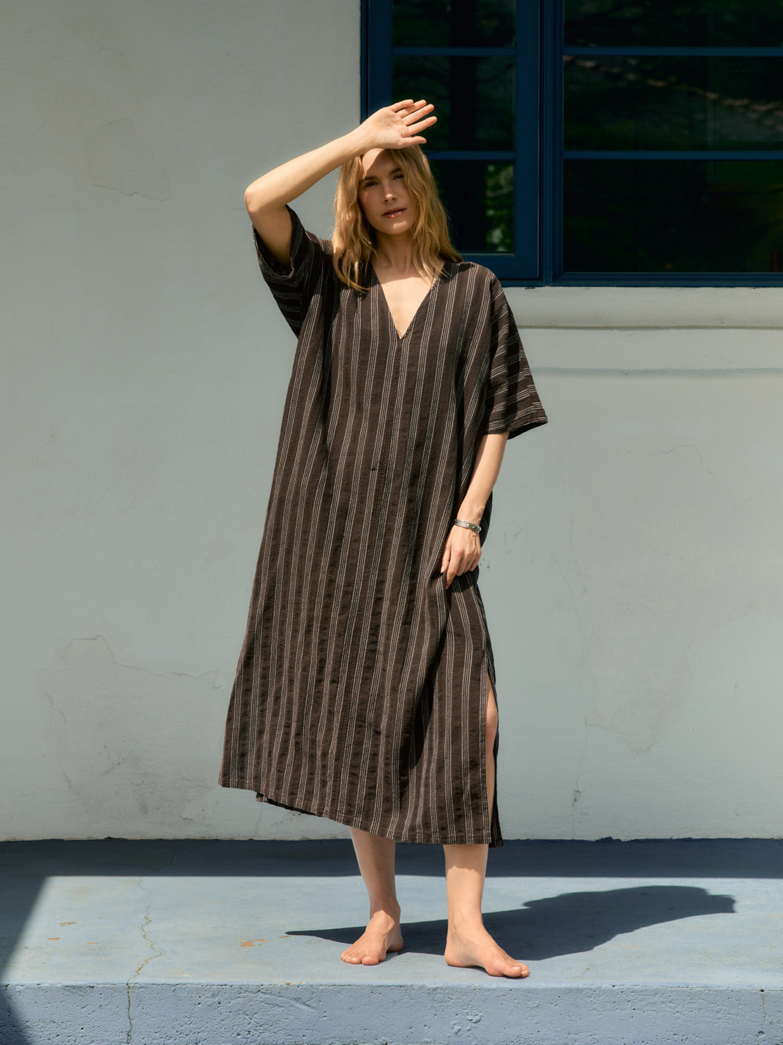 brown stripe caftan, XS/S