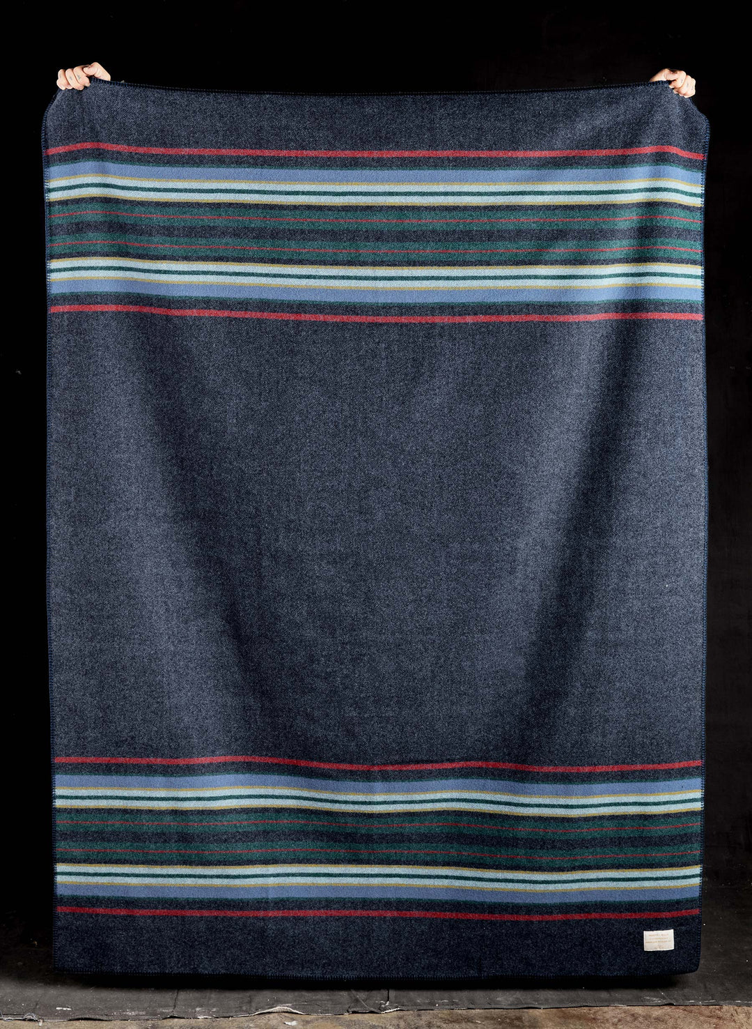 a blue and red striped towel