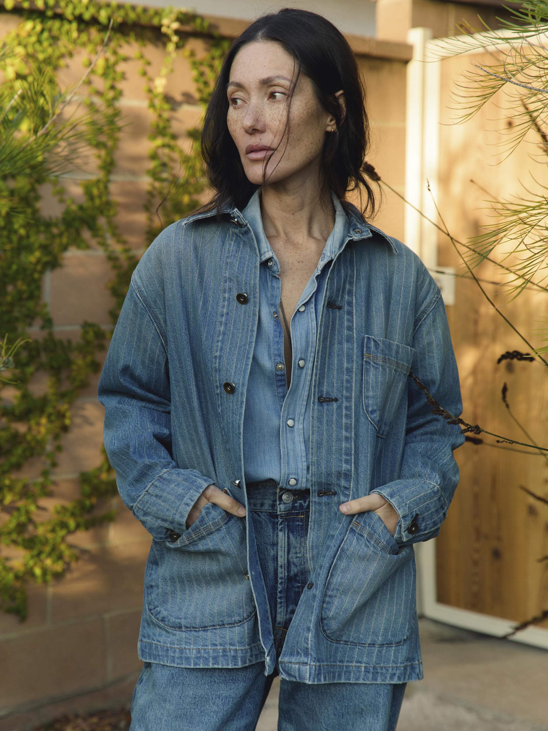 The Crooked Tailor Rain Smock インディゴ染め STUDY JACKET midnight teal/iron black ticking stripe – INDI+ASH