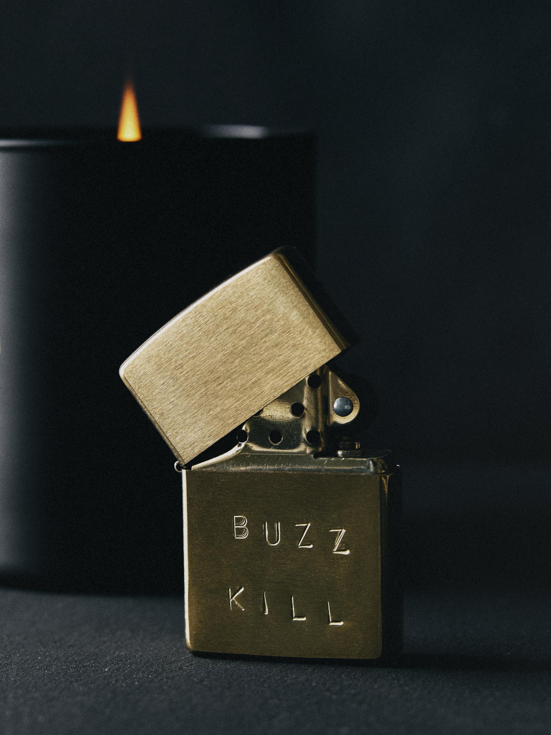 hand stamped “buzz kill” zippo – imogene + willie