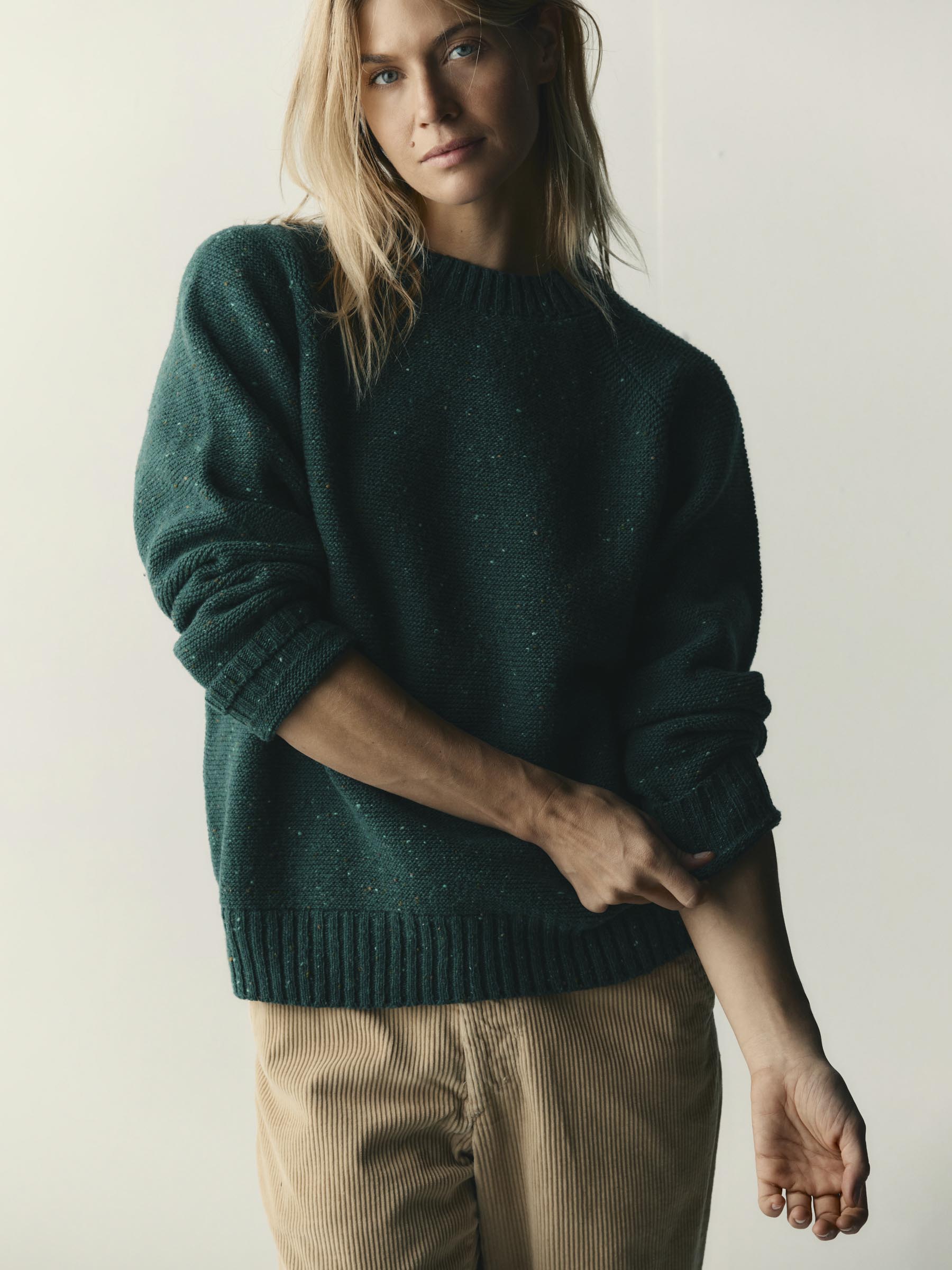 galway wool sweater in spruce nep – imogene + willie