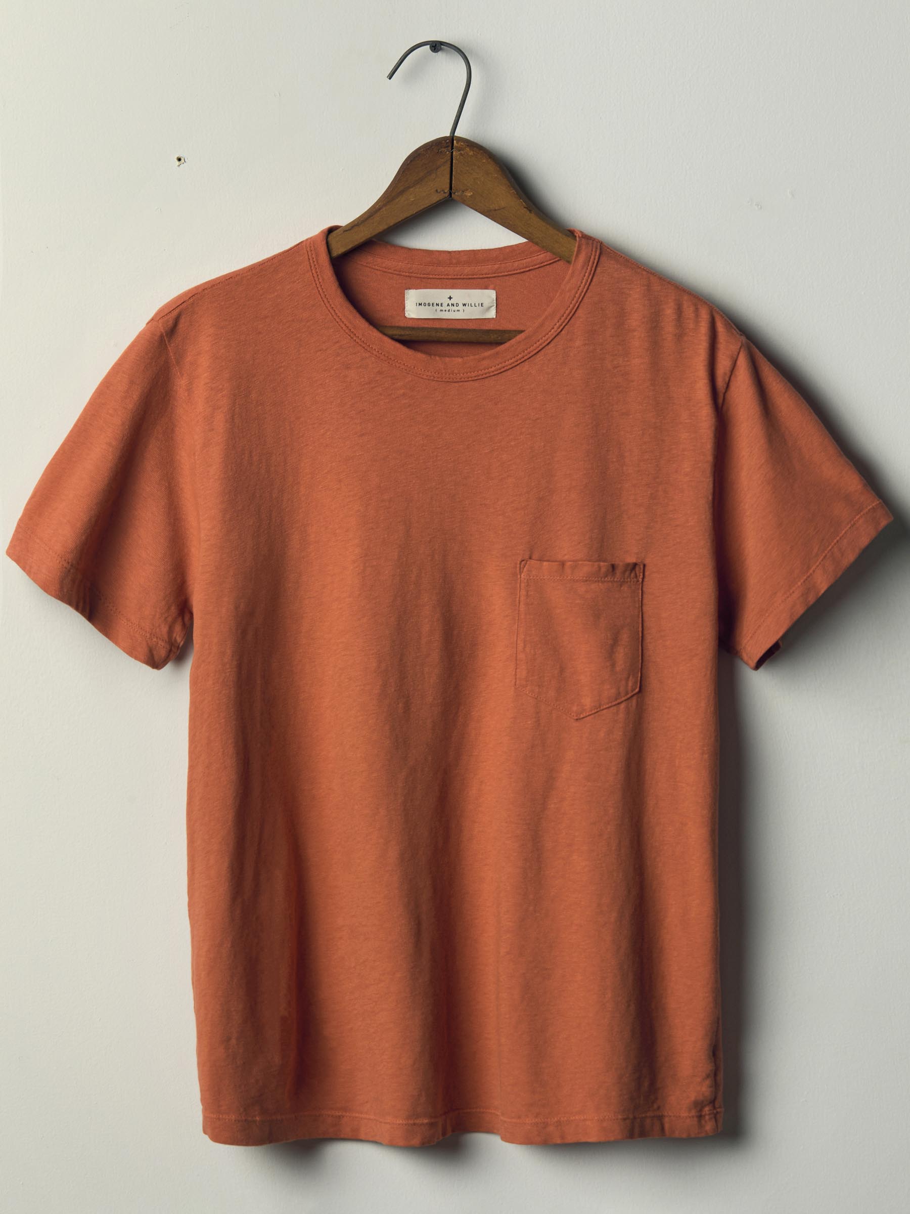 faded orange knit pocket tee – imogene + willie