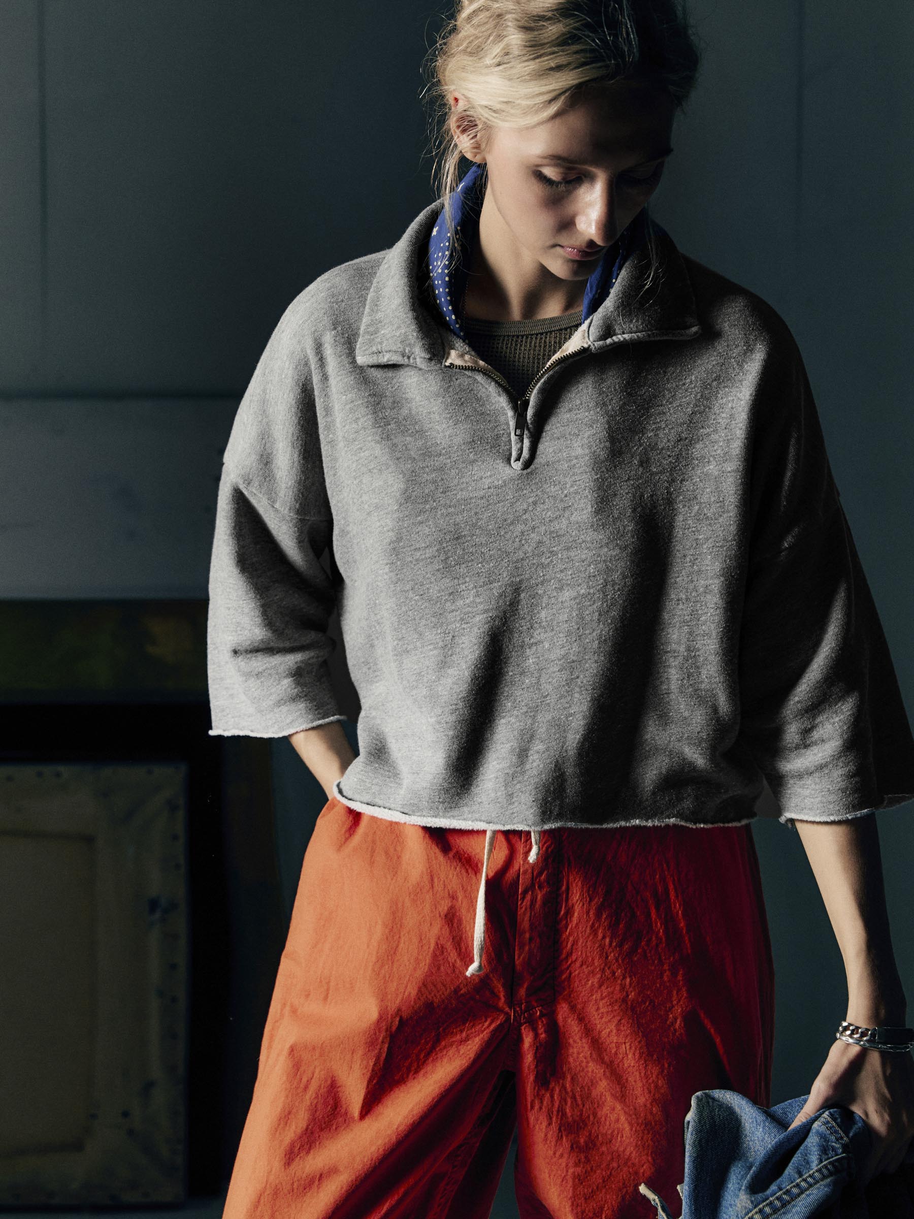 cut sleeve cropped quarter zip – imogene + willie