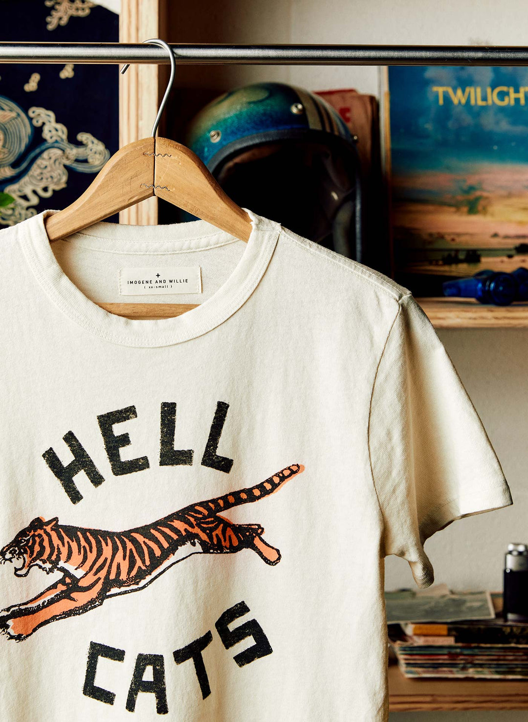 a white t-shirt with a tiger on it