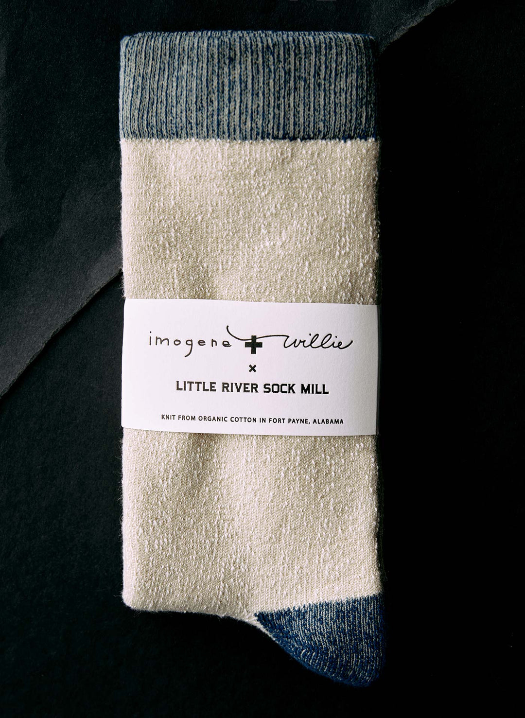 a sock with a white label