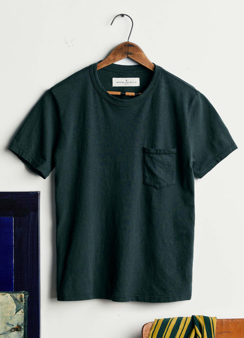 dark green knit pocket tee