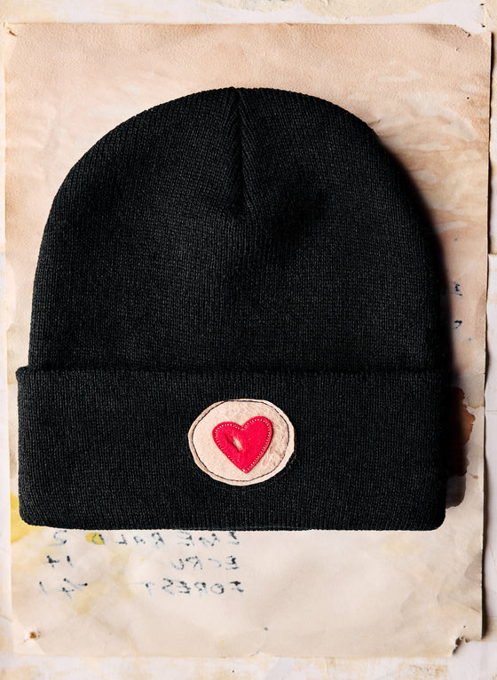 knit "heart" watch cap