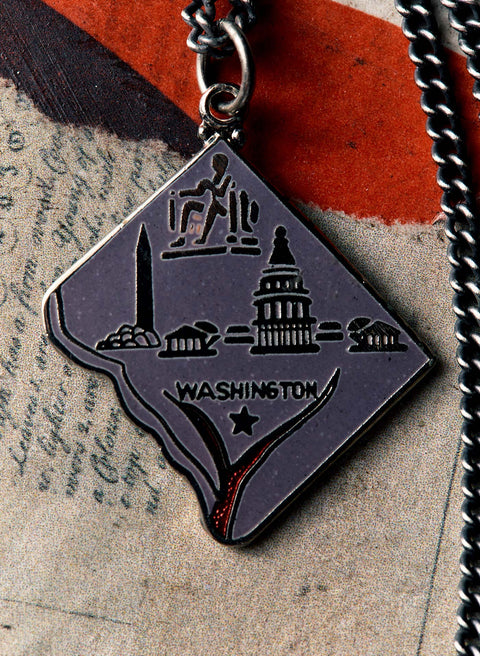 vintage "washington dc" silver and enamel pendant