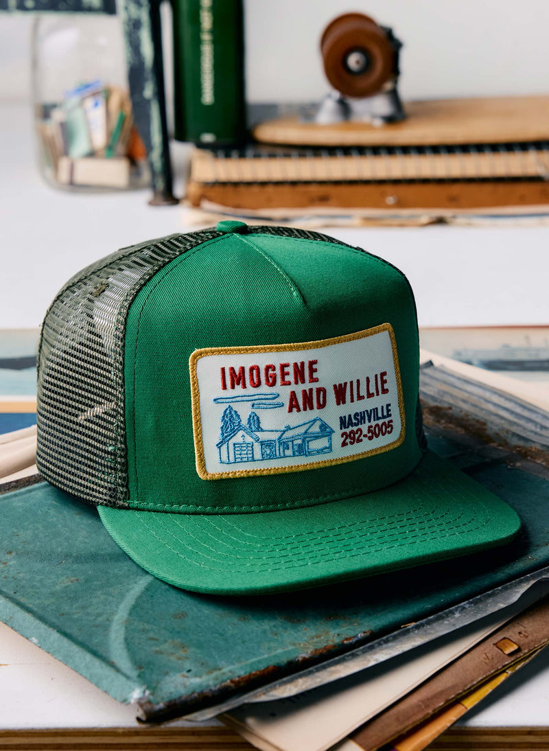 the "service station" trucker in kelly green