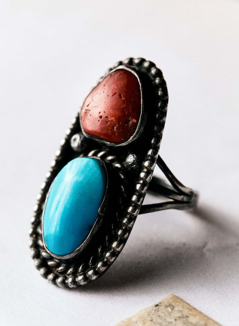 vintage navajo two stone ring