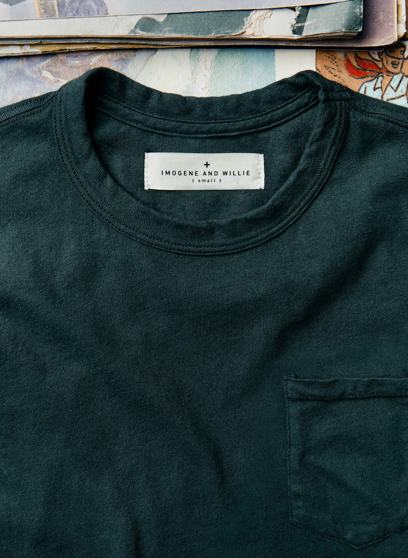 dark green knit pocket tee