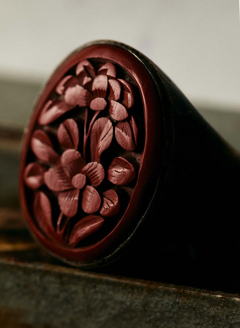 vintage carnelian flower ring