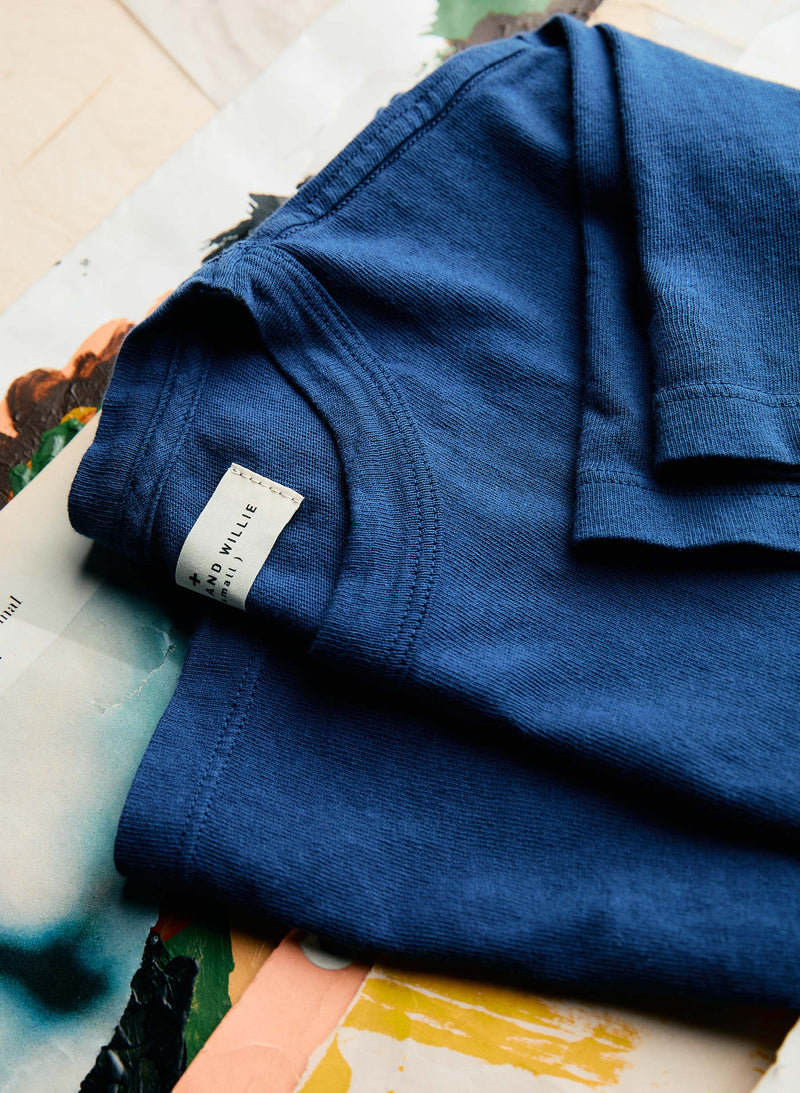 faded navy knit midweight crew