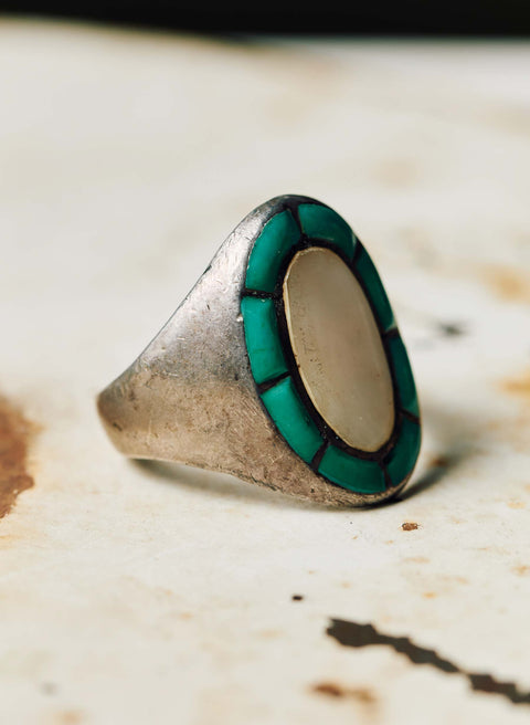 vintage harvey-era navajo inlay ring