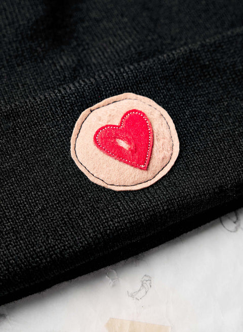 knit "heart" watch cap