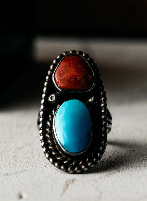 vintage navajo two stone ring