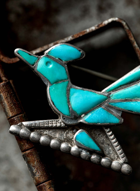 vintage zuni roadrunner pin