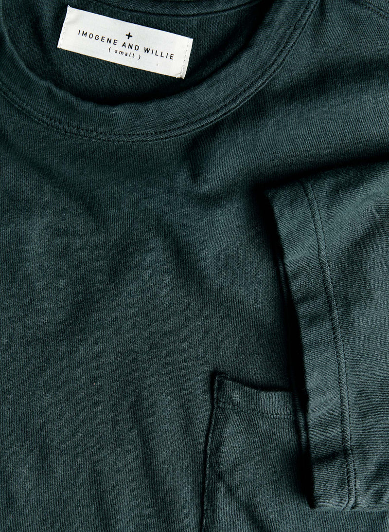 dark green knit pocket tee