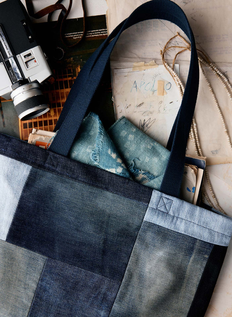 love fades recycled denim tote