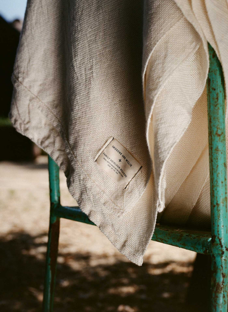 i+w x family heirloom weavers cotton throw in natural