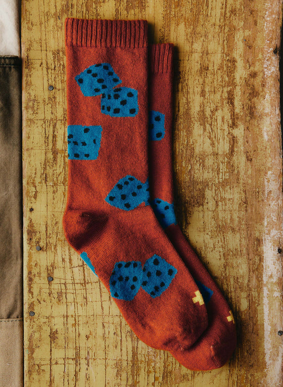 the "tumblin dice" sock in rust