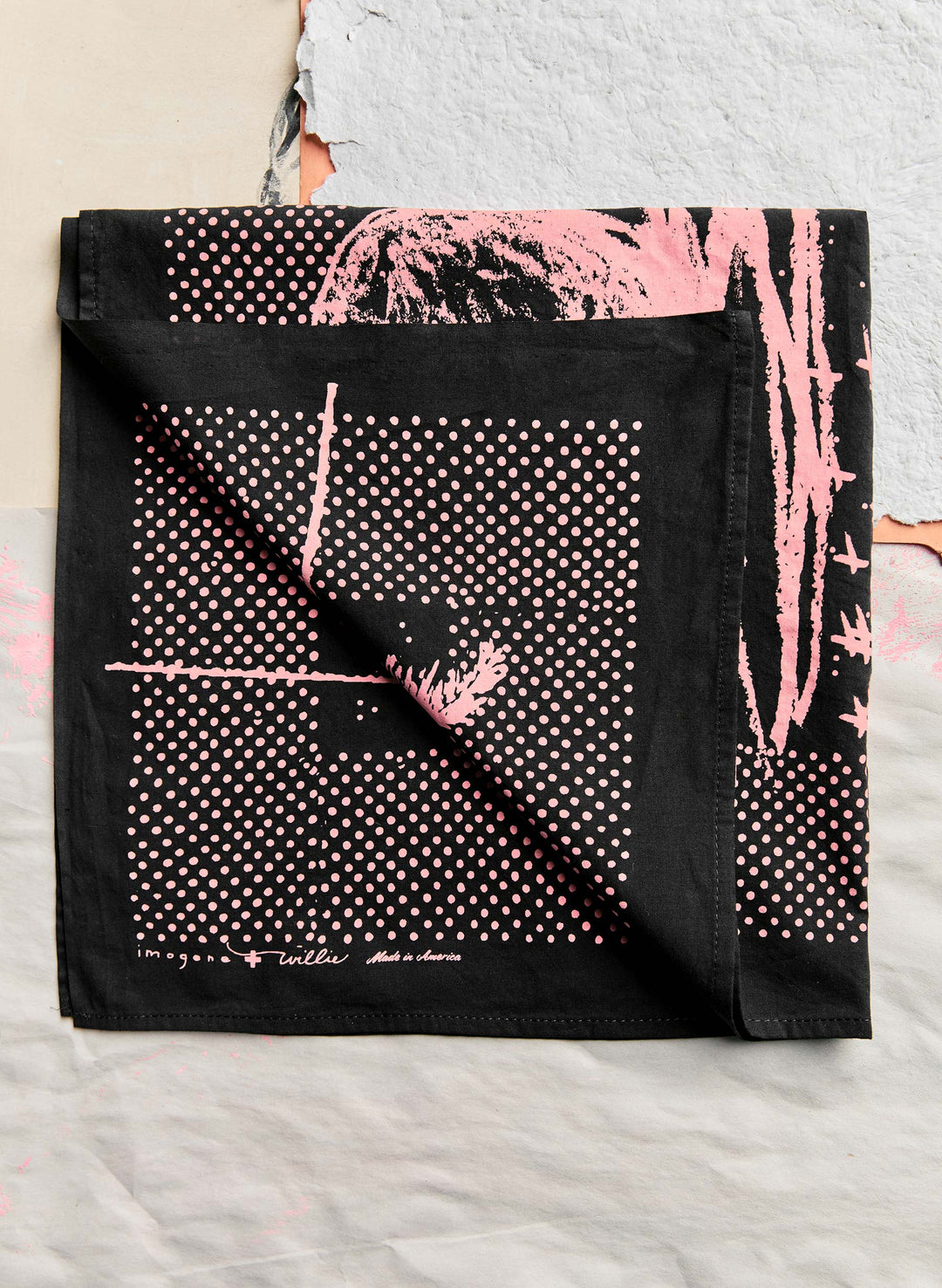 a black and pink handkerchief