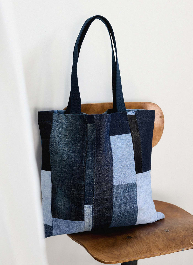 love fades recycled denim tote