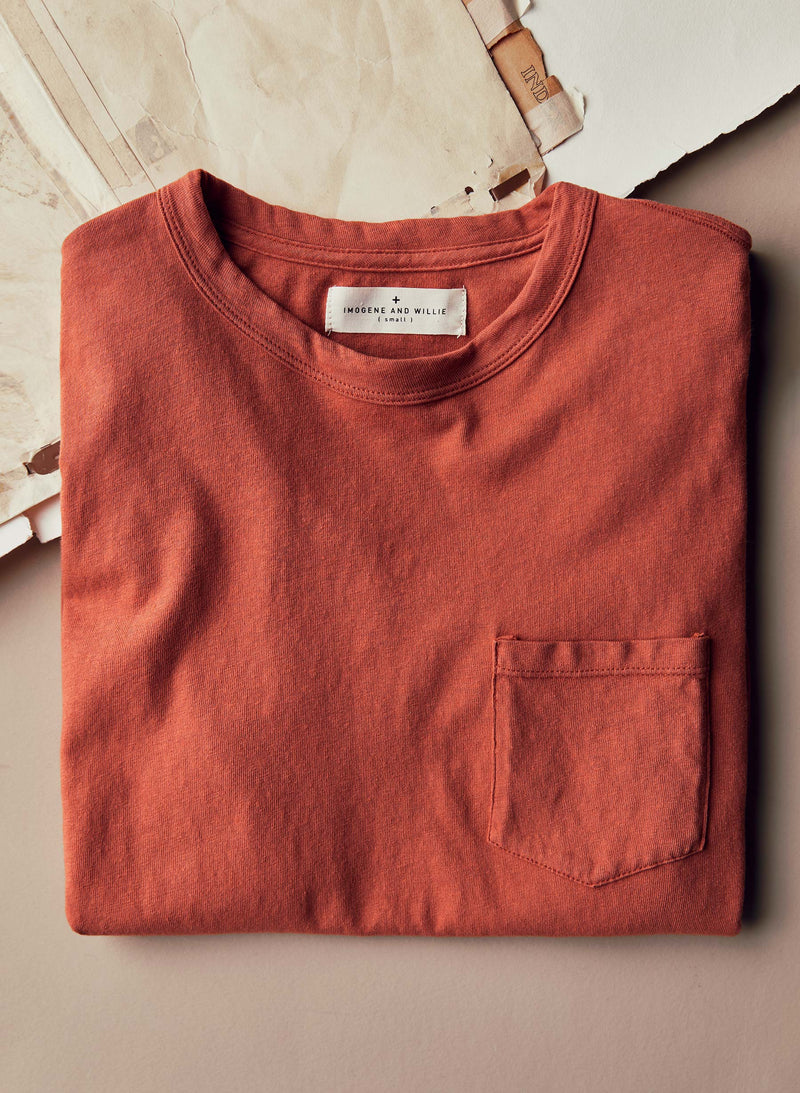 rust knit pocket tee