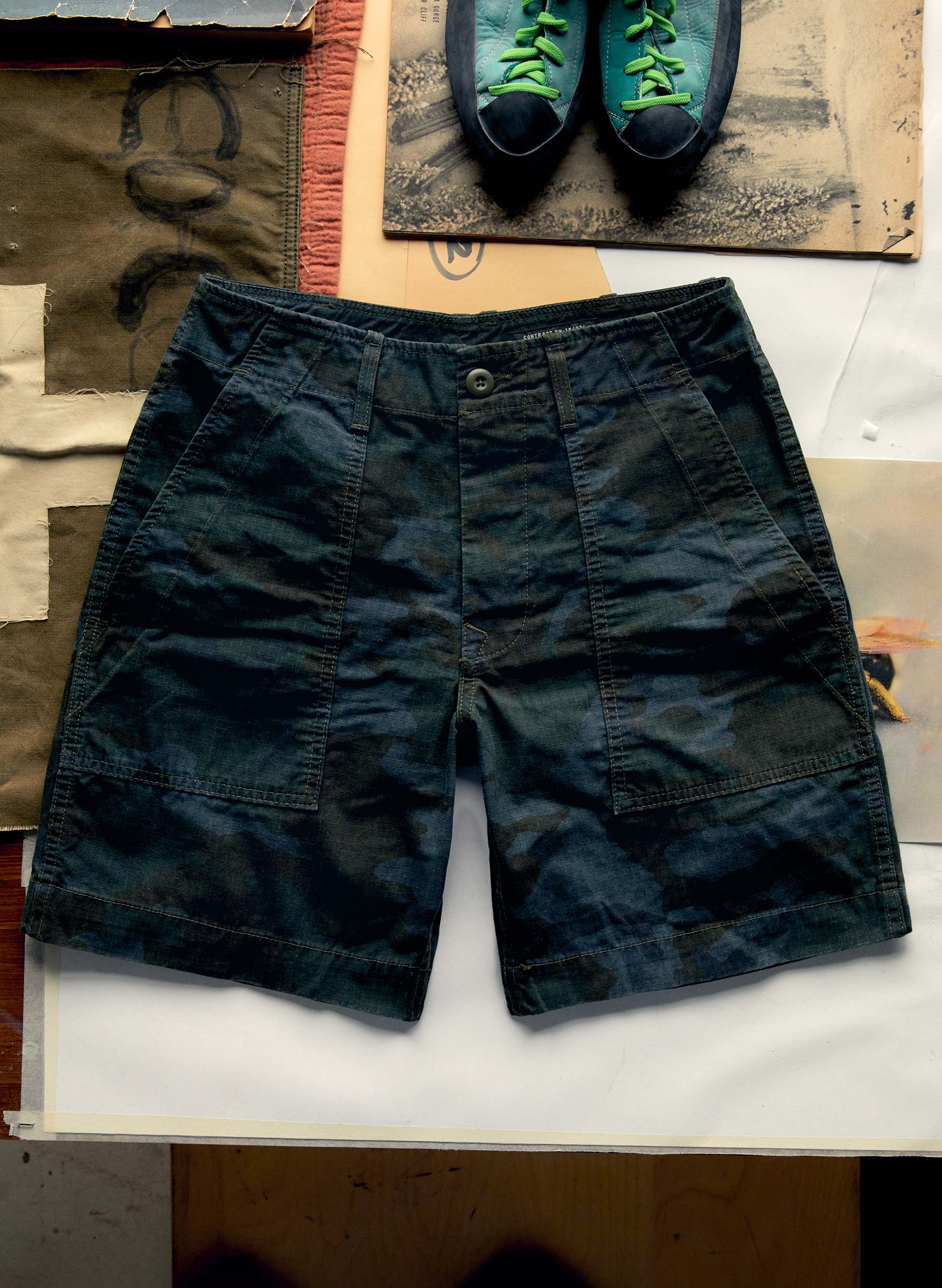 the camp short in overdyed camo – imogene + willie