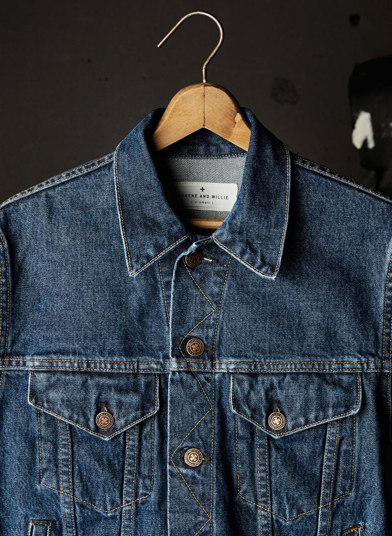 wilkins jacket in washed indigo - Model