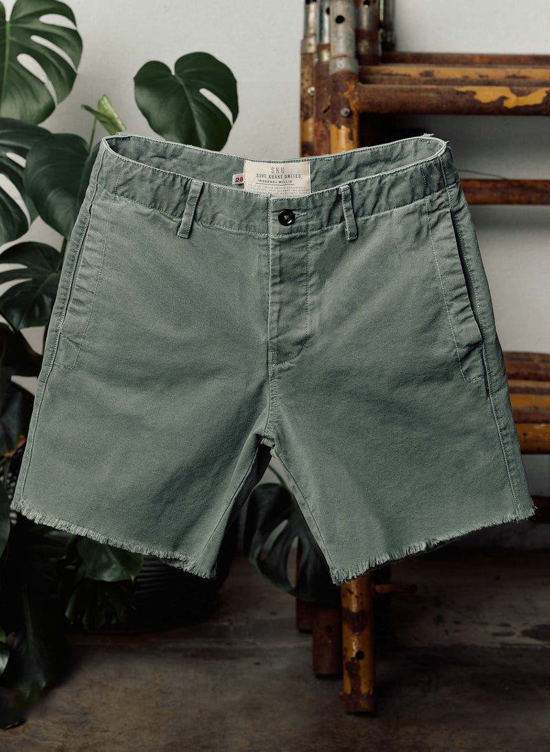 i+w x SKU cutoff chino in fatigue green