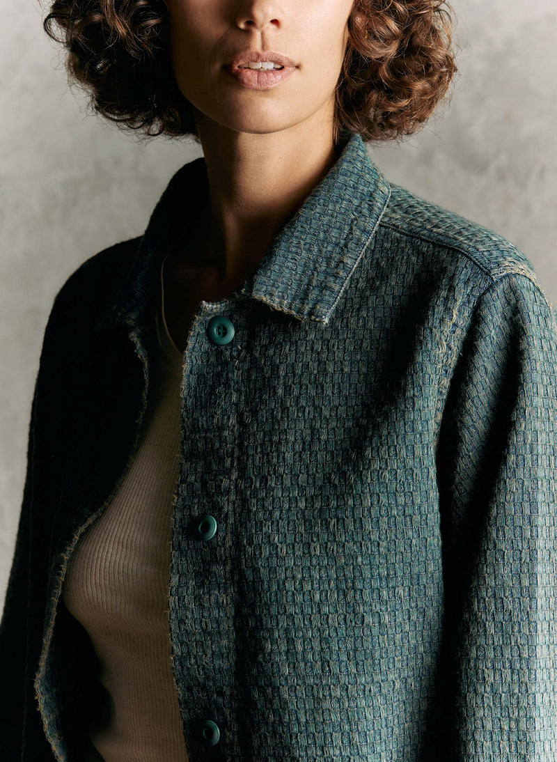 agnes jacket in woven indigo