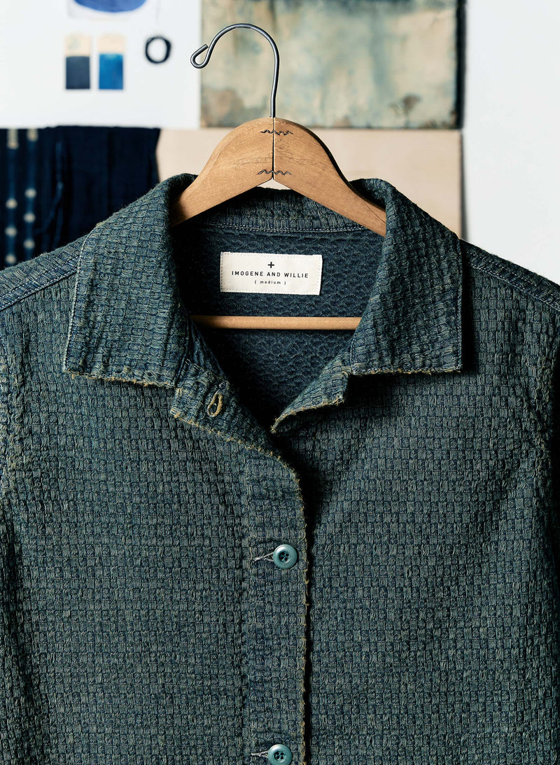 agnes jacket in woven indigo