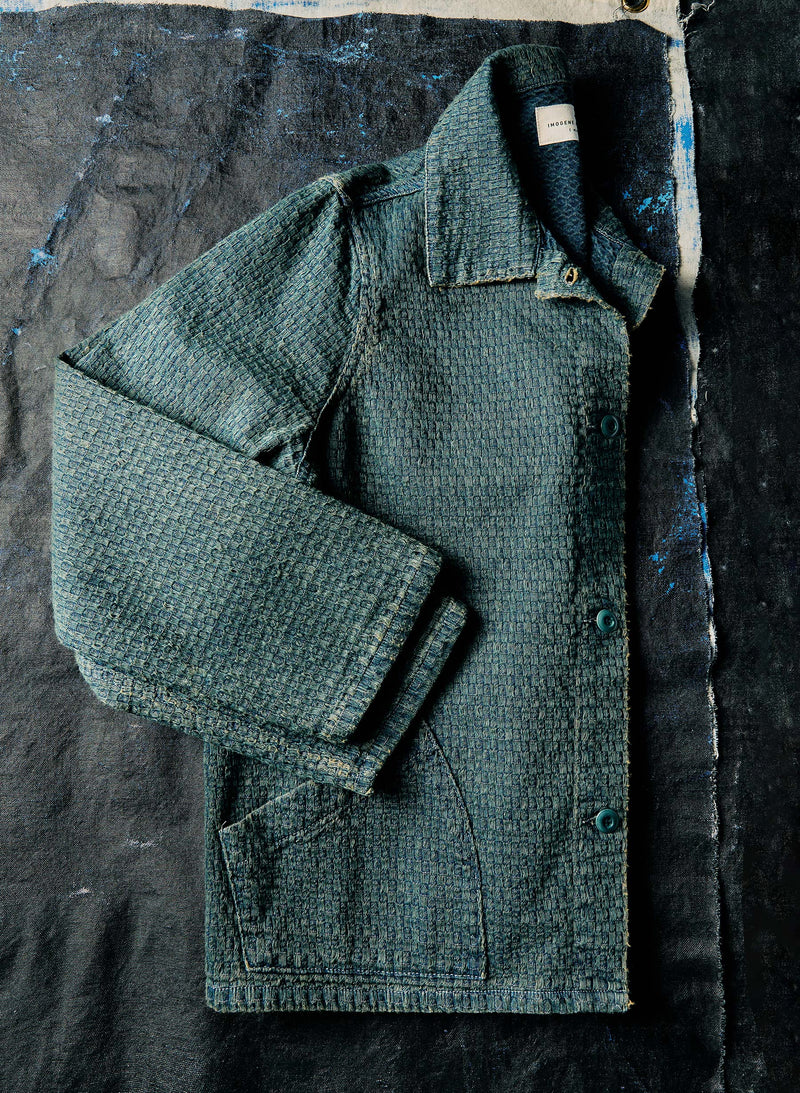 agnes jacket in woven indigo