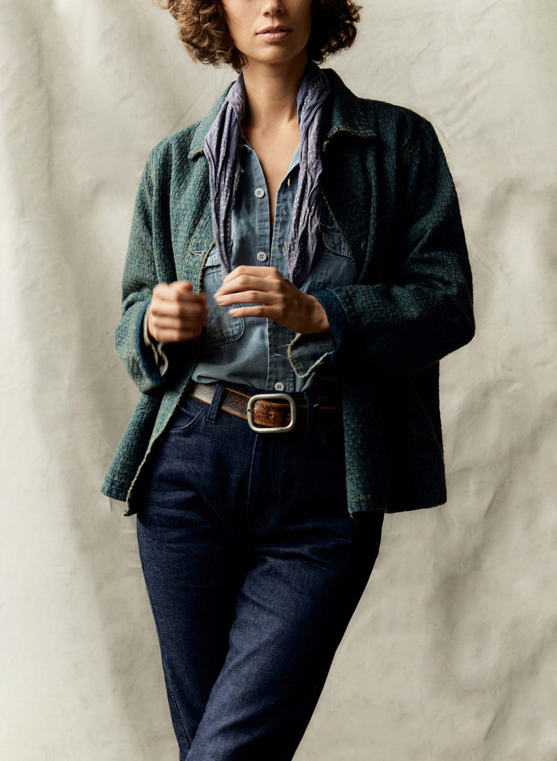 agnes jacket in woven indigo