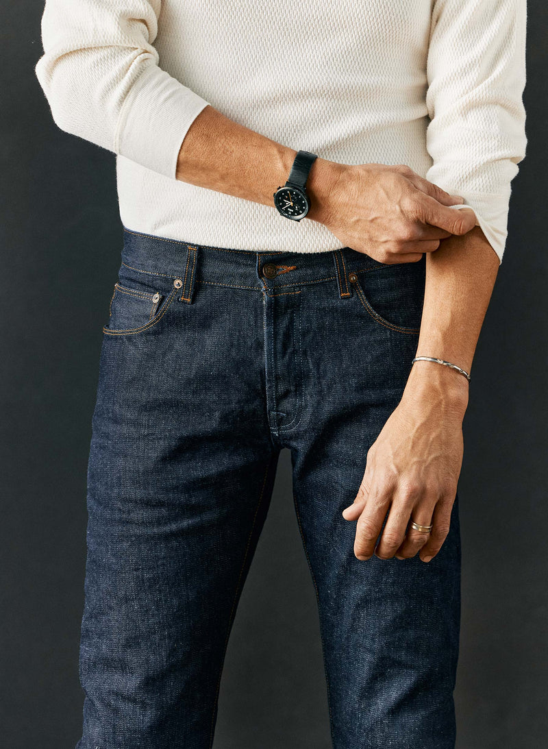 barton broken twill indigo rinse