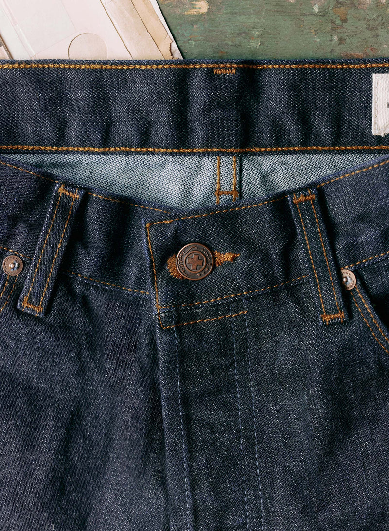 barton broken twill indigo rinse