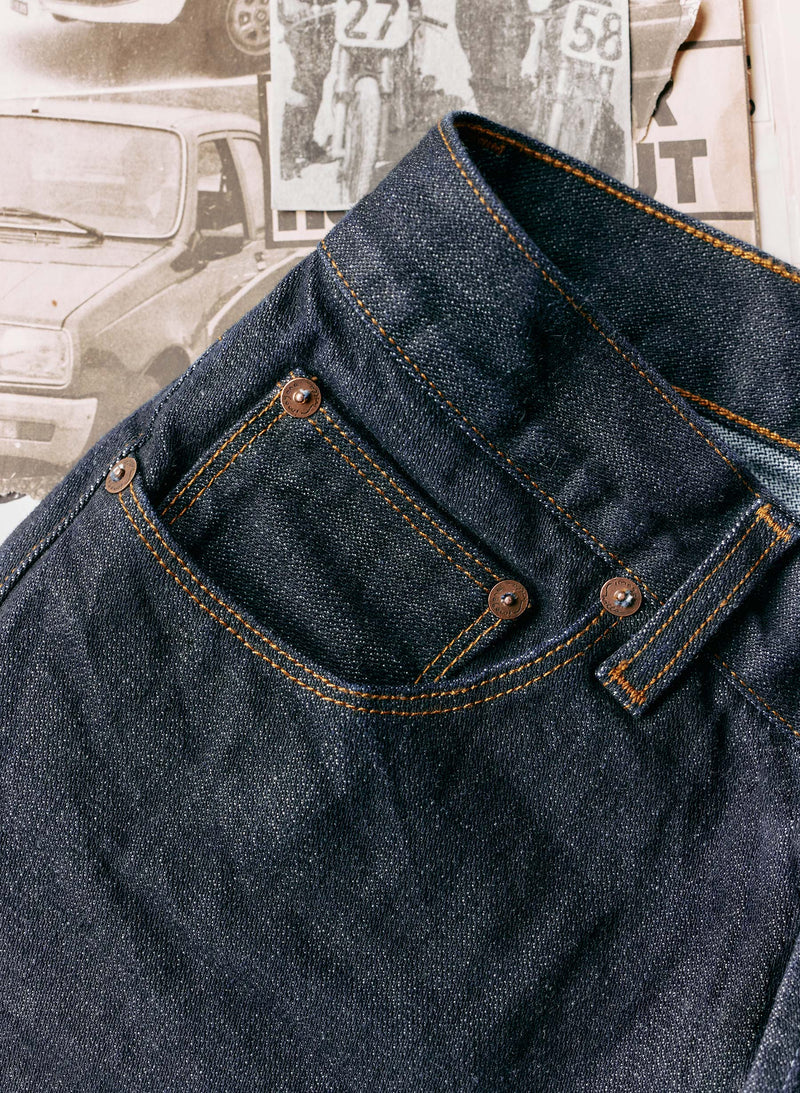 barton broken twill indigo rinse