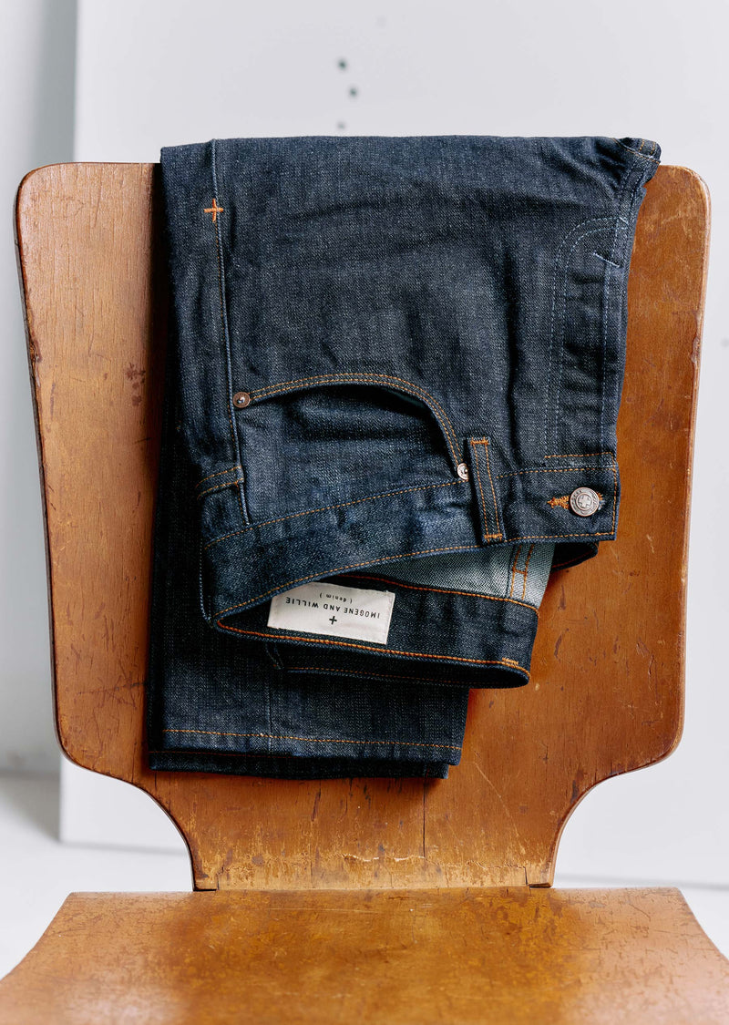 barton broken twill indigo rinse