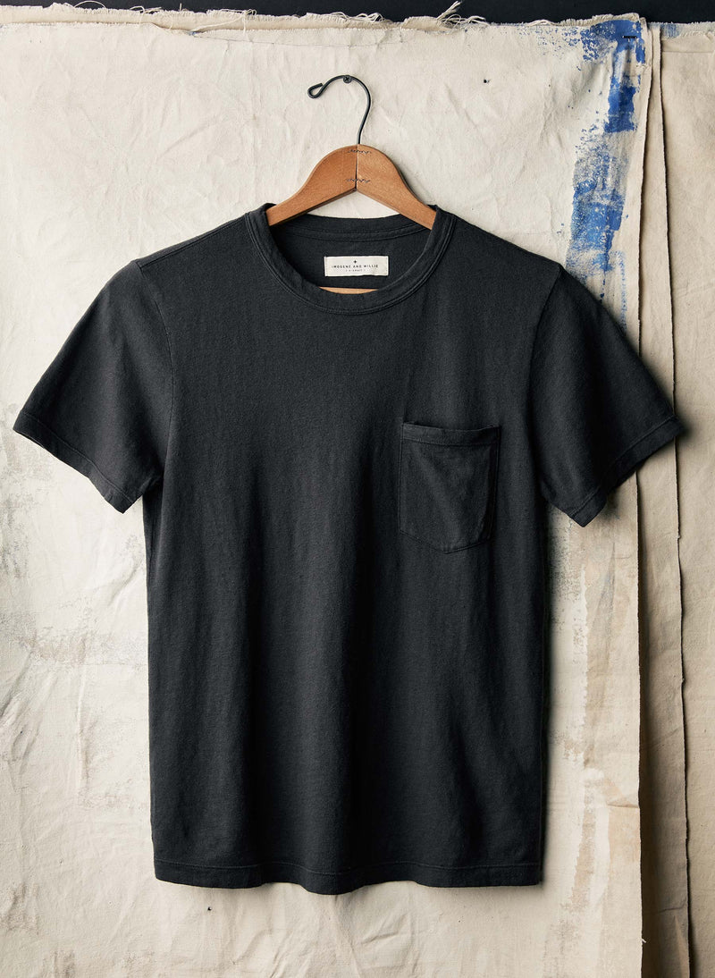 faded black knit pocket tee