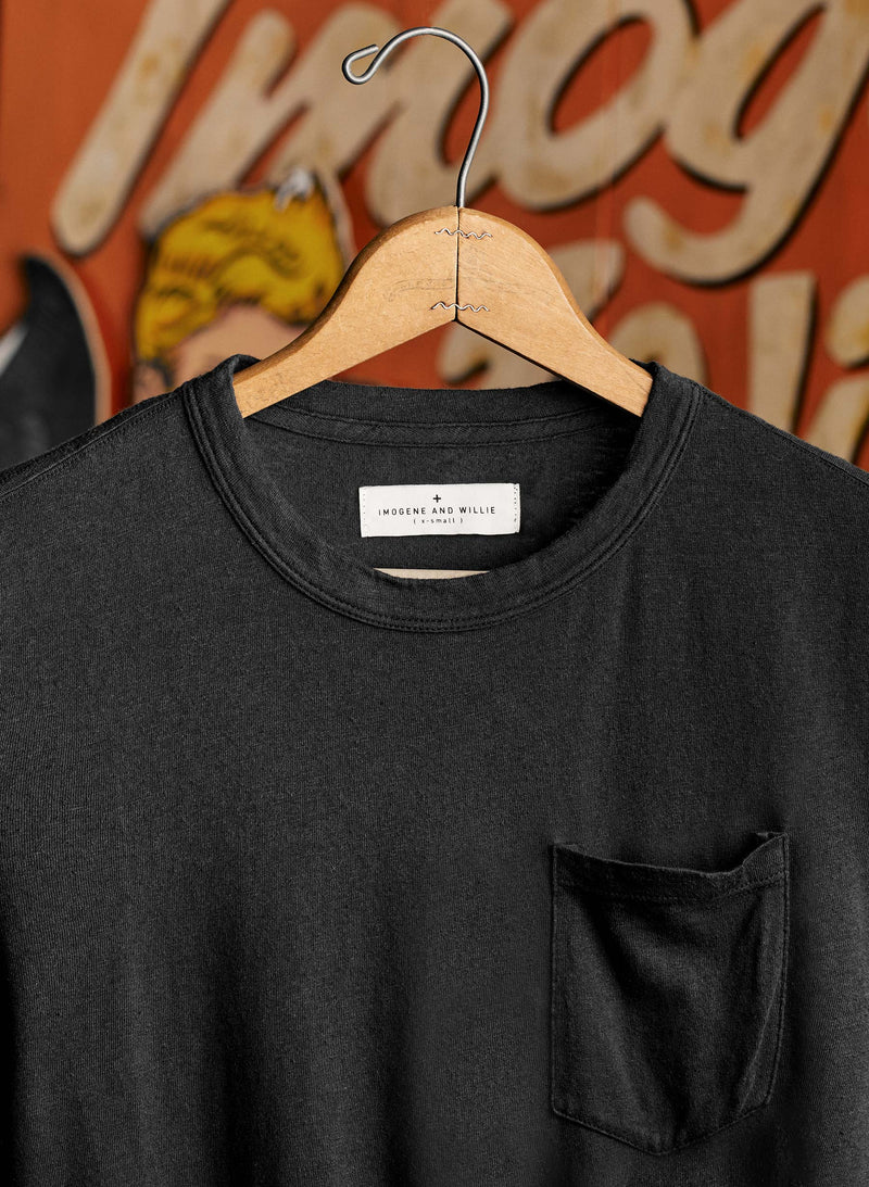 faded black knit pocket tee