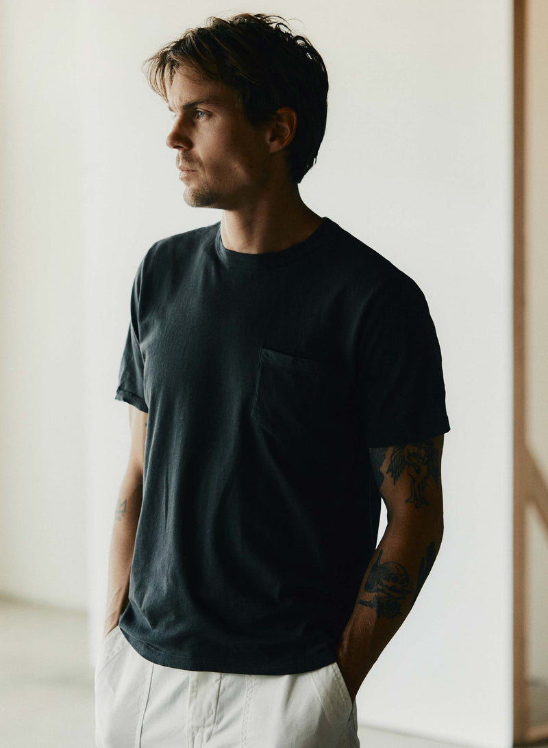 faded black knit pocket tee