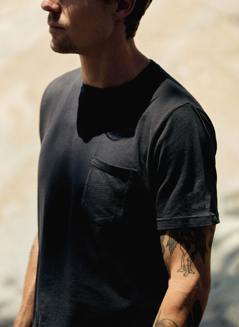 faded black knit pocket tee