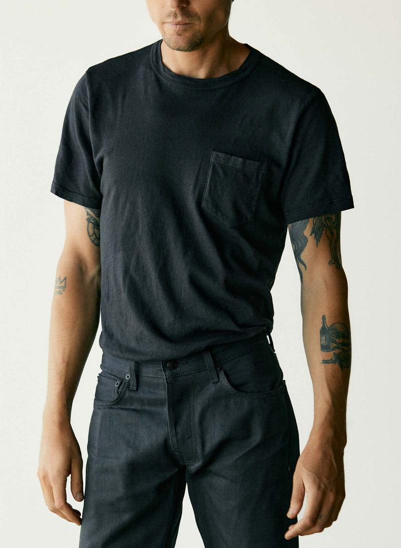 faded black knit pocket tee