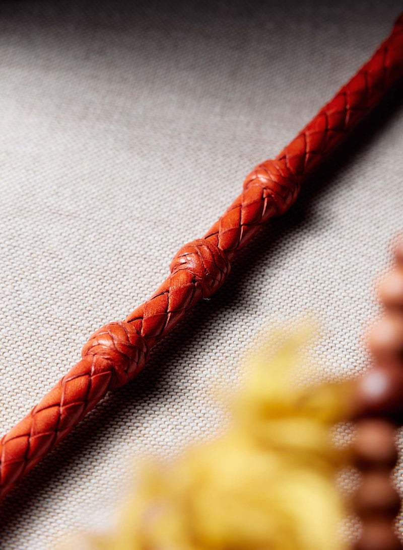 chamula round orange leather bracelet