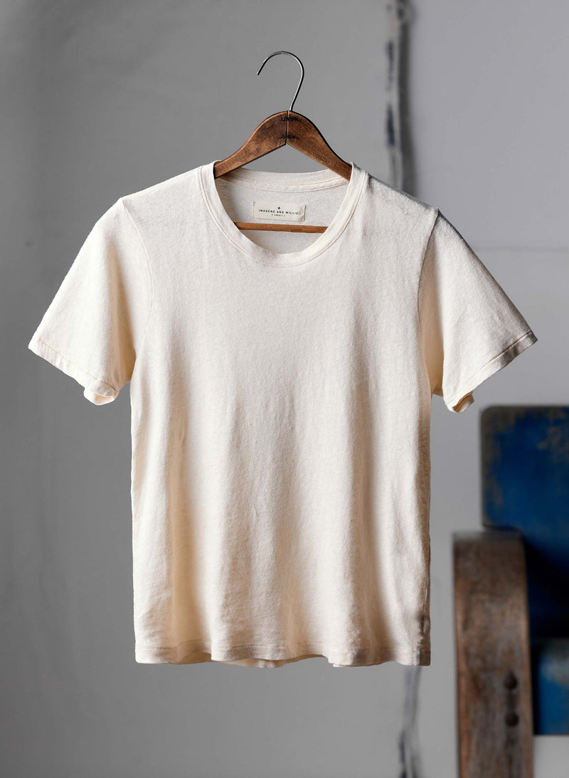 the cotton hemp tee in vintage white