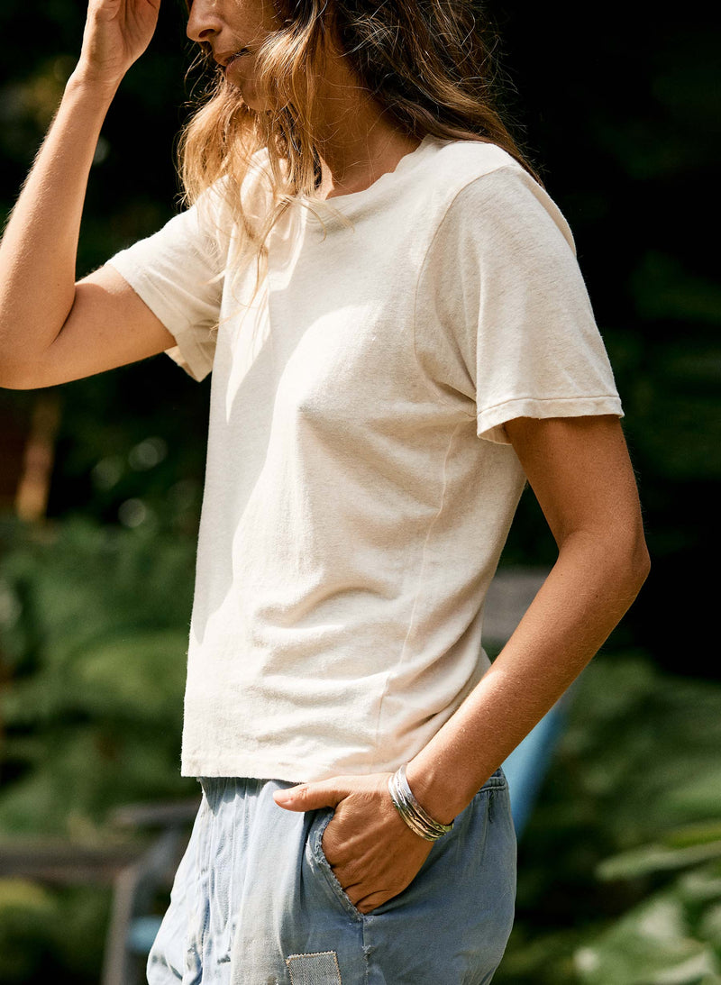 the cotton hemp tee in vintage white