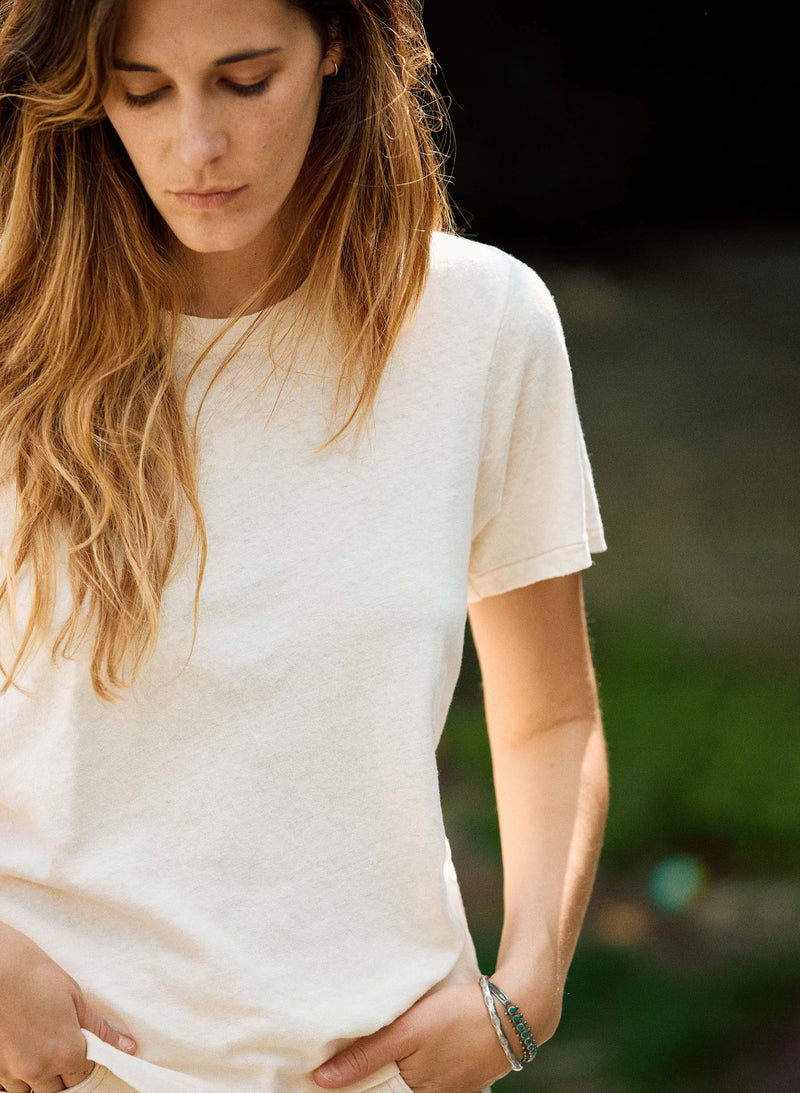 the cotton hemp tee in vintage white