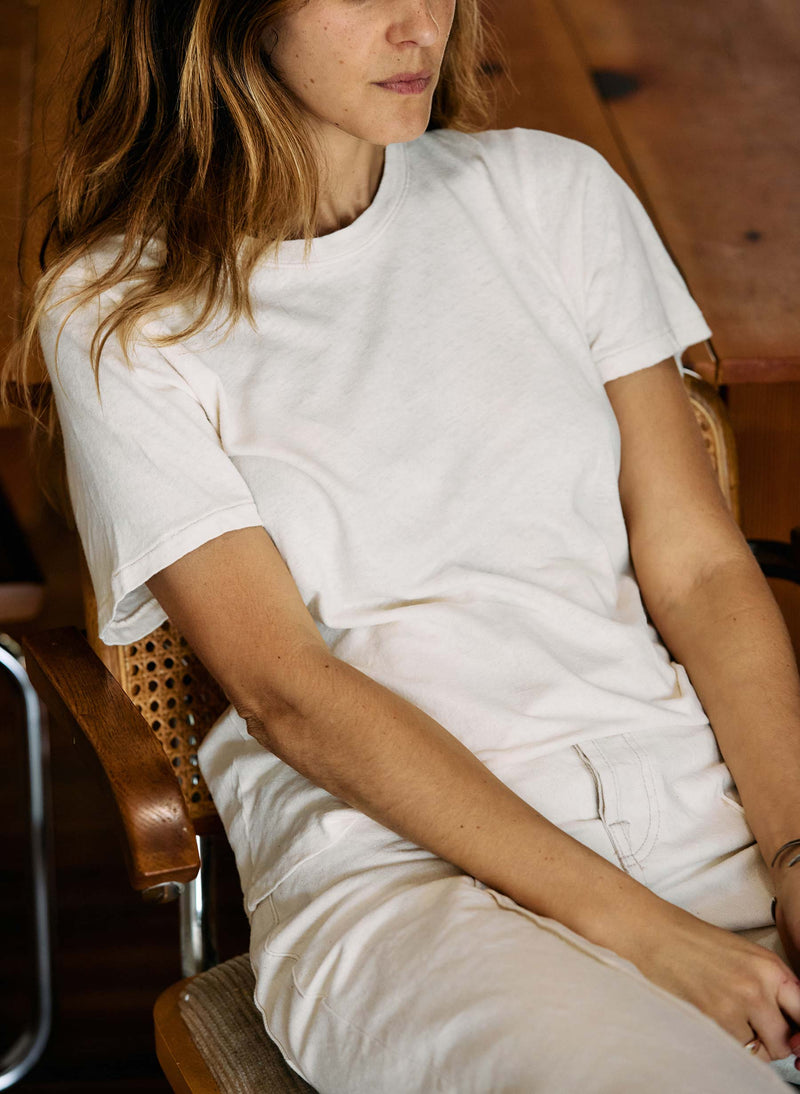 the cotton hemp tee in vintage white