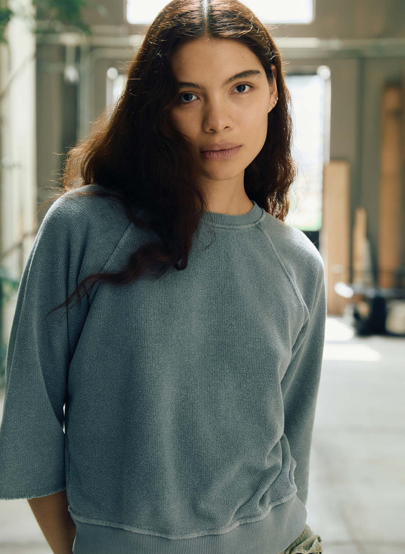 the cut sleeve sweatshirt in sage